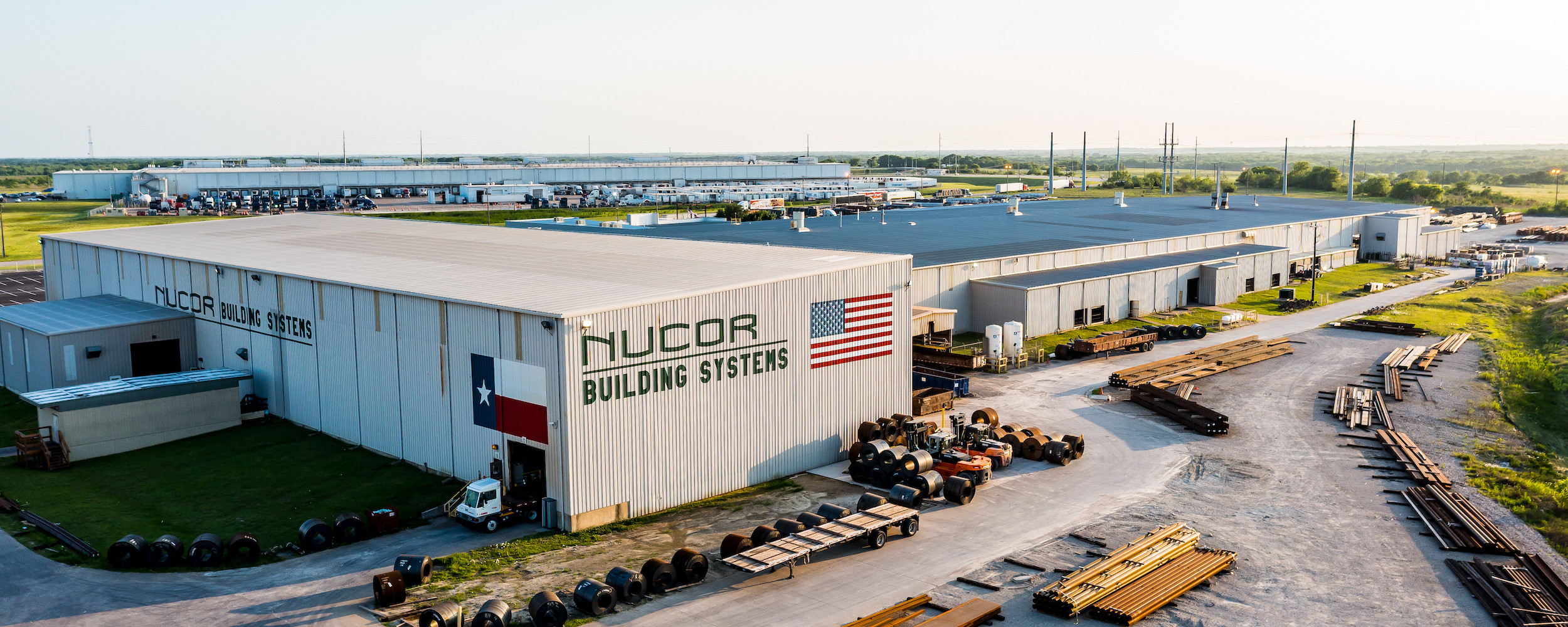 Aerial view of Nucor warehouse