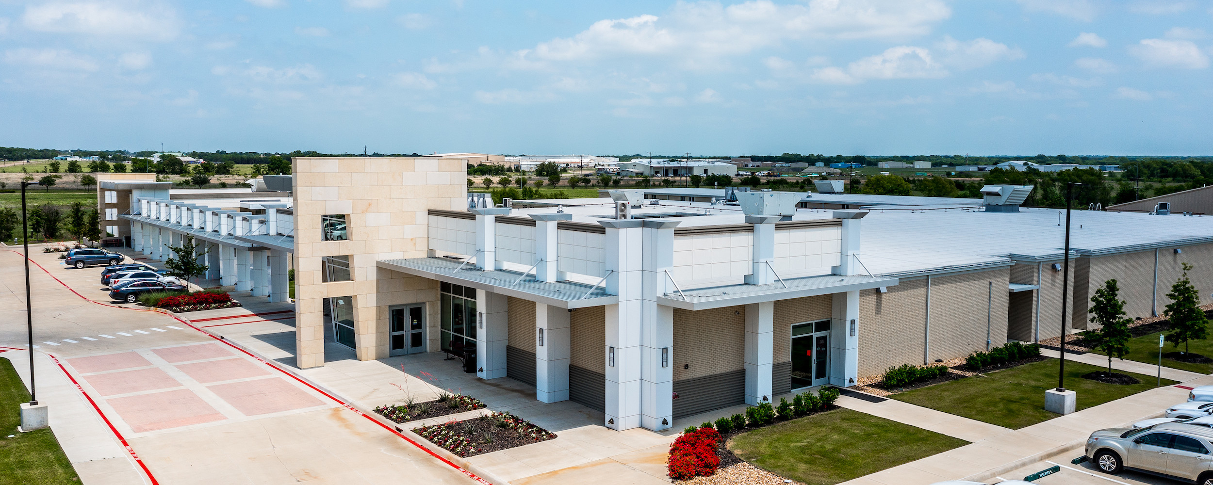 Aerial view of TVCC building